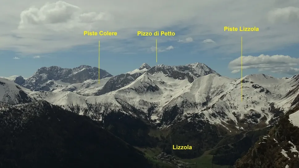 La zona in cui si progetta il comprensorio Colere-Lizzola La zona in cui si progetta il comprensorio Colere-Lizzola