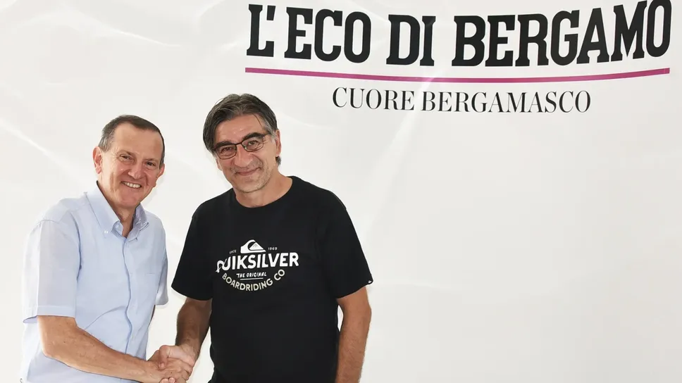 Ivan Juric con il direttore de L’Eco di Bergamo Alberto Ceresoli