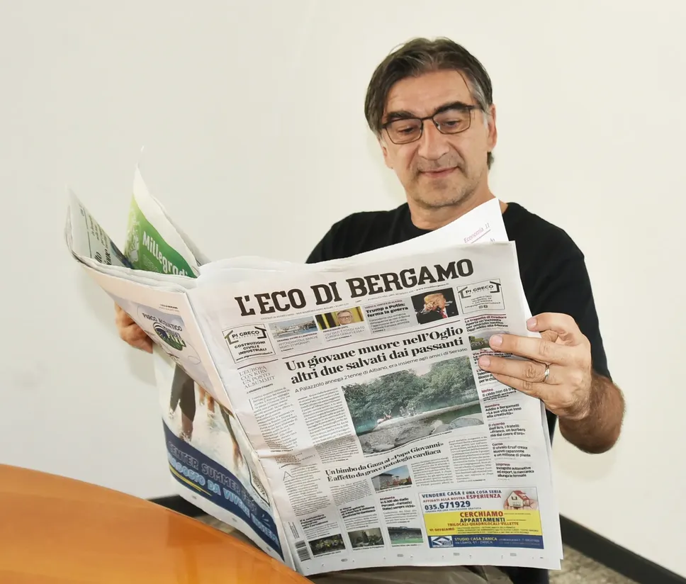 Juric in redazione con L’Eco di Bergamo