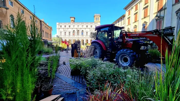 Piazza Vecchia si prepara per i Maestri del Paesaggio   Foto e video