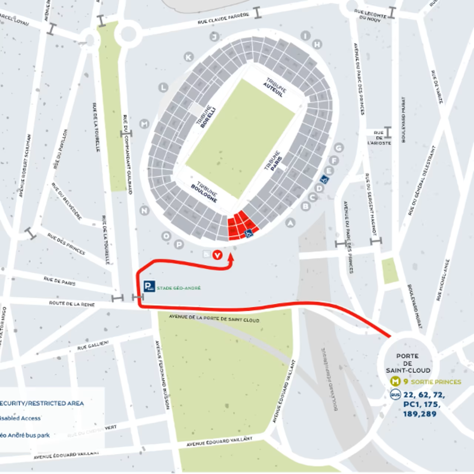 Il percorso per raggiungere lo stadio