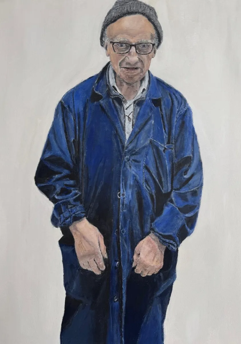 Benjamin Royaards, Ritratto di Ezio Lorenzi, 2025, acrilico su tela, 40 x 30 cm