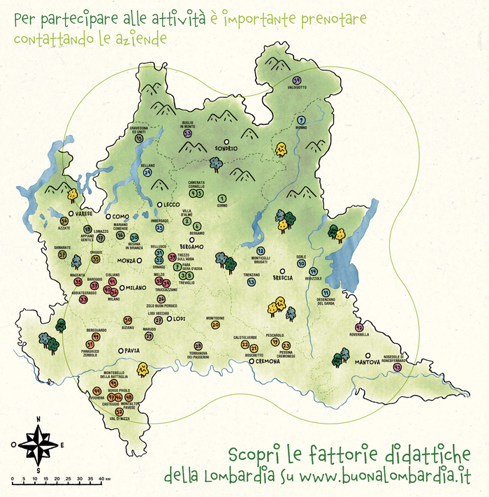 La mappa delle fattorie aderenti in Lombardia