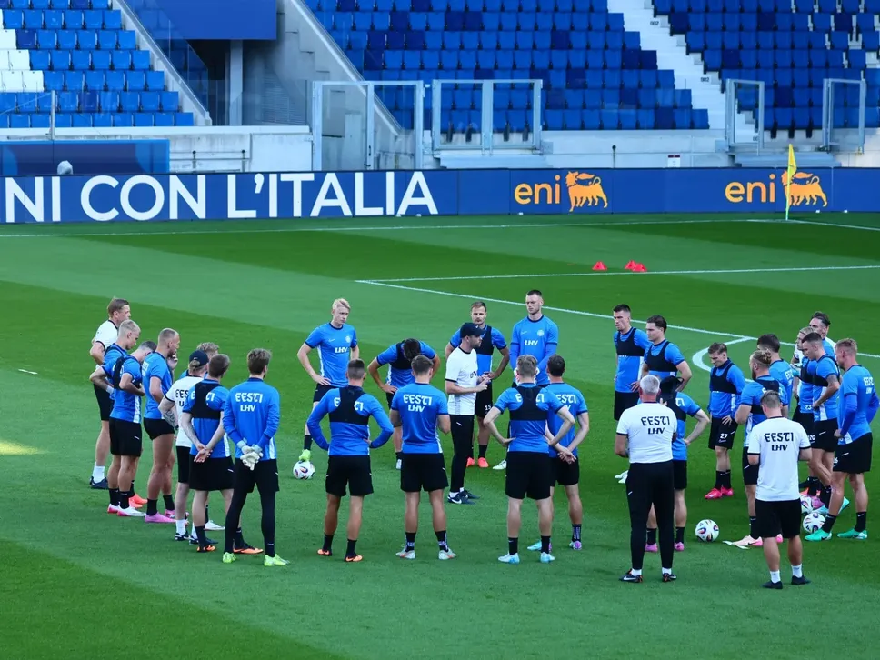 La squadra estone allo stadio di Bergamo