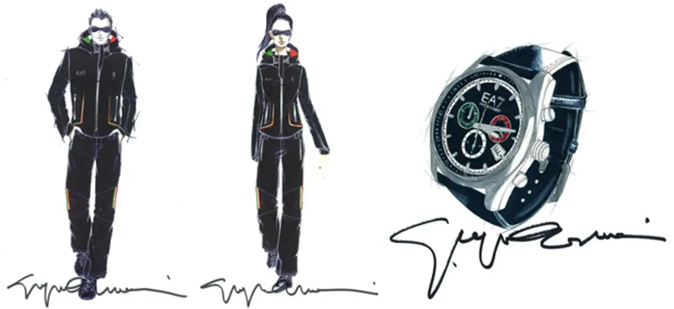 I bozzetti disegnati da Armani per le divise olimpiche e realizzati nell'azienda La Rocca di Martinengo I bozzetti disegnati da Armani per le divise olimpiche e realizzati nell'azienda La Rocca di Martinengo
