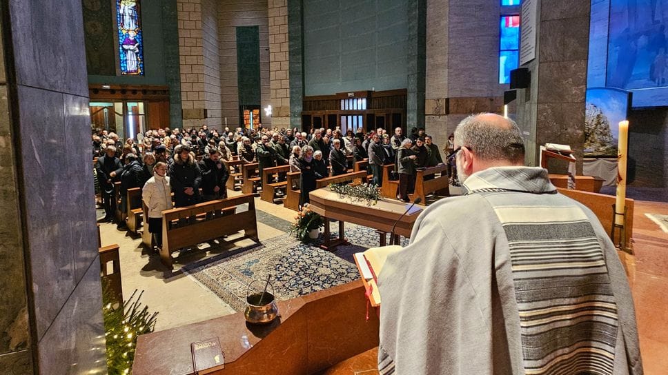 Il funerale di Albino Fascendini al Tempio votivo a Bergamo