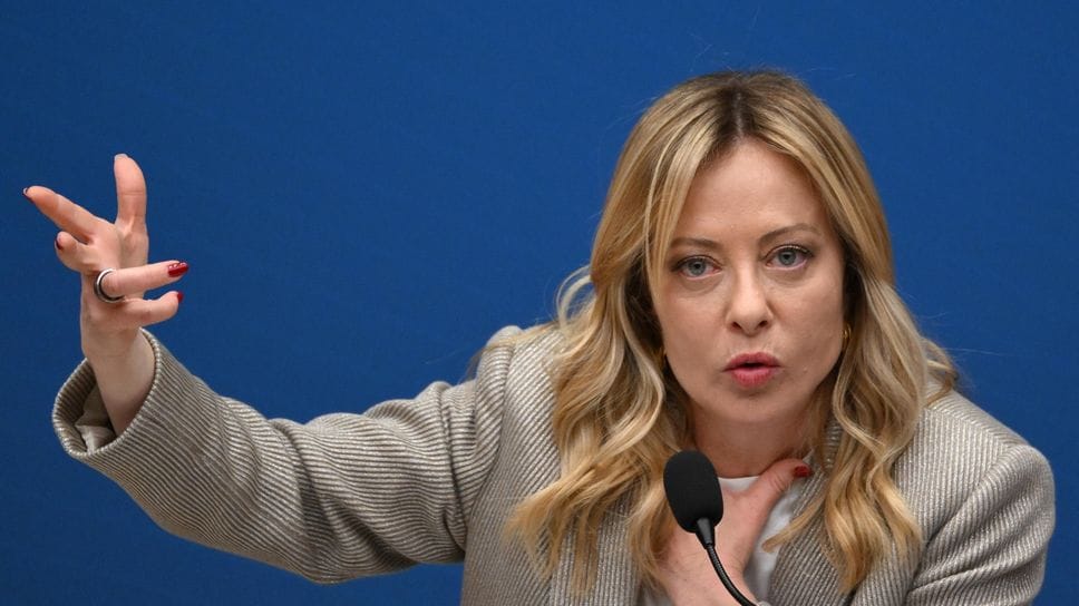 La premier Giorgia Meloni alla conferenza stampa di fine anno a Roma
