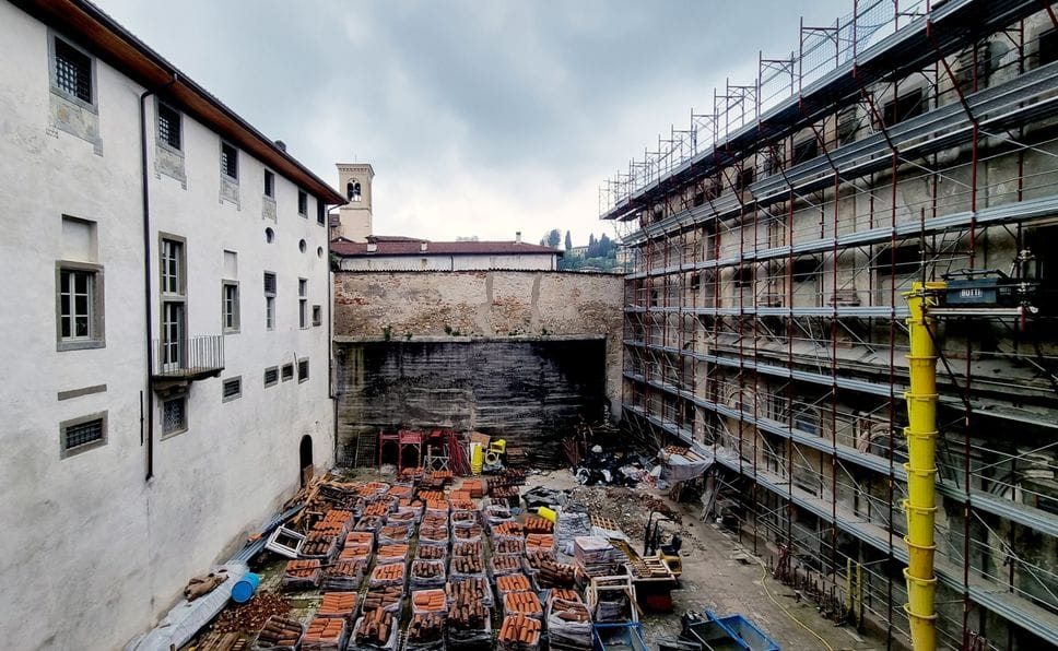 Il cantiere nella parte dell’ex carcere di Sant’Agata che resta da recuperare: sono previsti alloggi