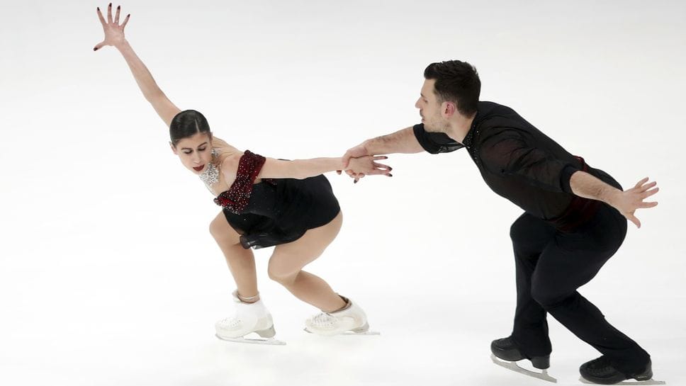 Rebecca Ghilardi, 26 anni di Pedrengo, e Filippo Ambrosini agli Europei di figura a Talllinn dell’anno scorso: da mercoledì 14 saranno in gara a Sheffield