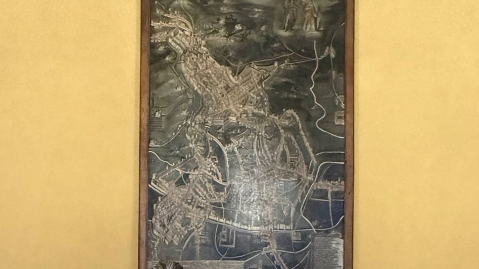La Mappa di Bergamo esposta e visitabile liberamente a casa Suardi in Piazza Vecchia in Città Alta