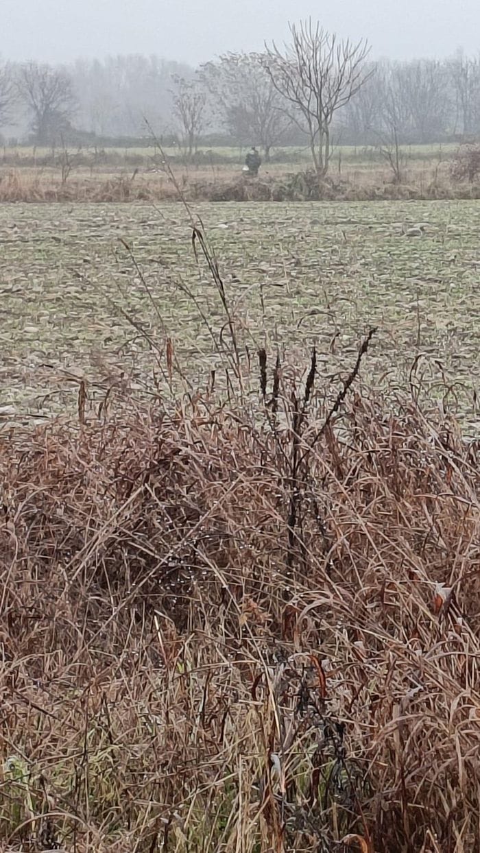 In fondo uno spacciatore che si allontana all’interno del Parco del Serio