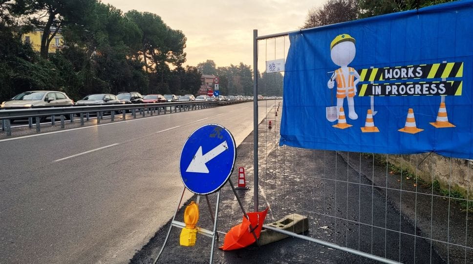 Il cantiere di via Autostrada a Bergamo