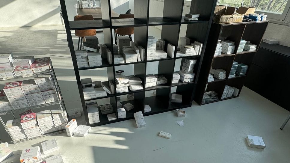 Il materiale messo a soqquadro nei locali dell’azienda