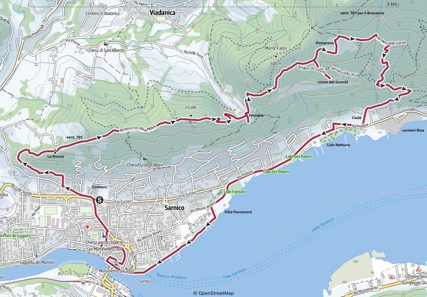 La cartina del percorso