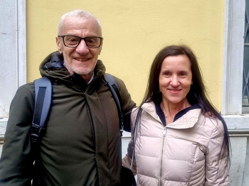 Mario Pirotta e Margaret Longo, due dei tedofori della tappa cittadina della Fiamma Olimpica
