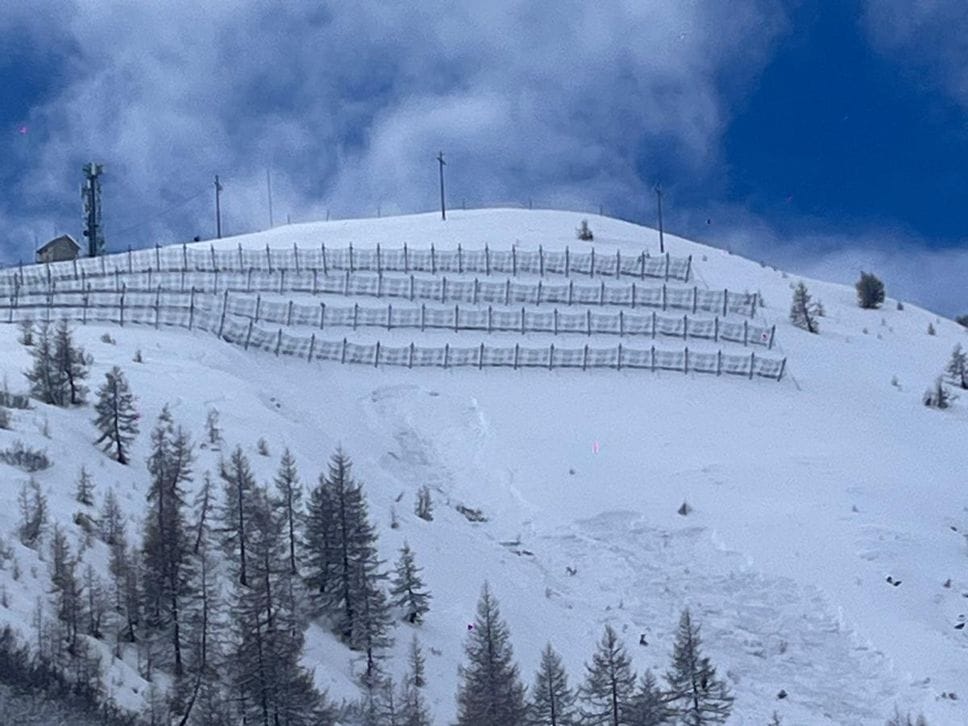 La zona del distacco sotto il paravalanghe Valgussera lato Canaljno