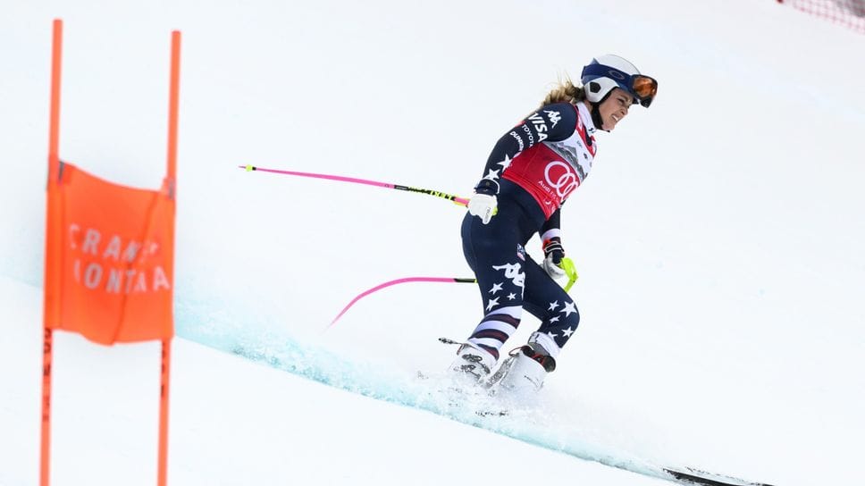 Lindsey Vonn dopo la caduta a Crans Montana