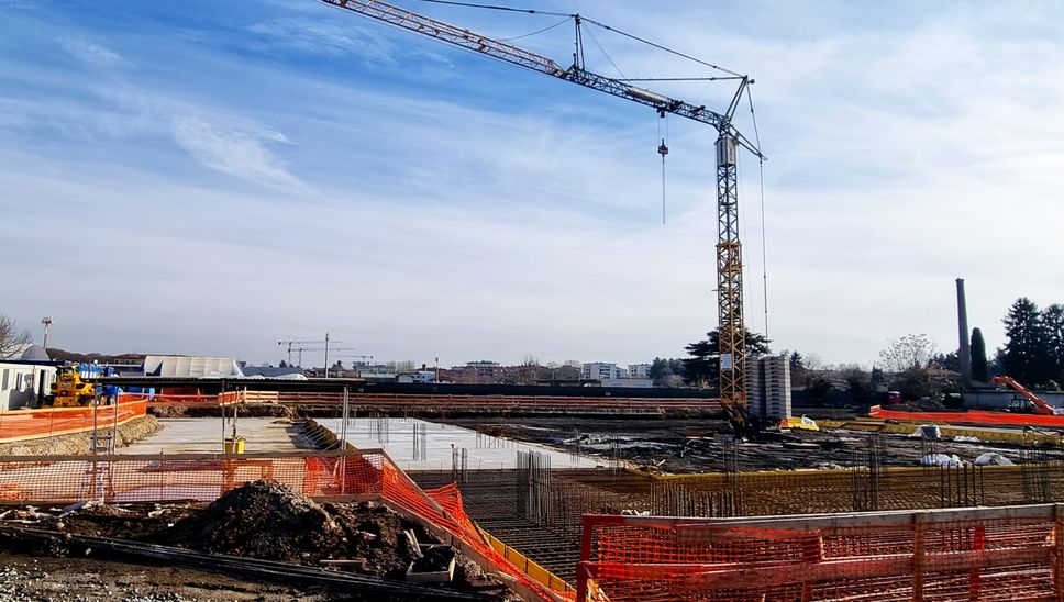 Il cantiere del nuovo Palazzetto dello Sport in via Pizzo della Presolana a Bergamo