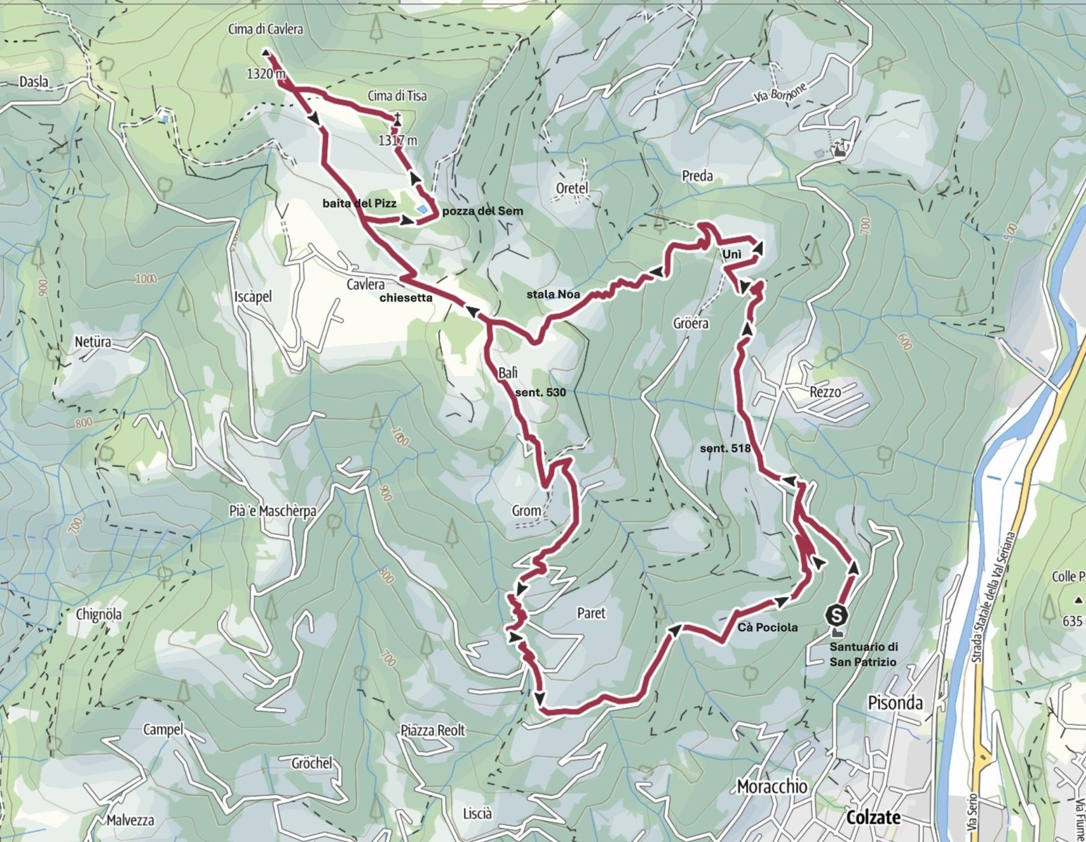 La cartina del percorso