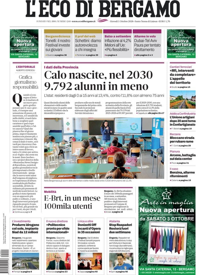 Nuova grafica per «L’Eco di Bergamo»: giornalismo e responsabilità