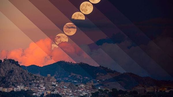 Sull'Etna la foto spettacolare della Luna piena