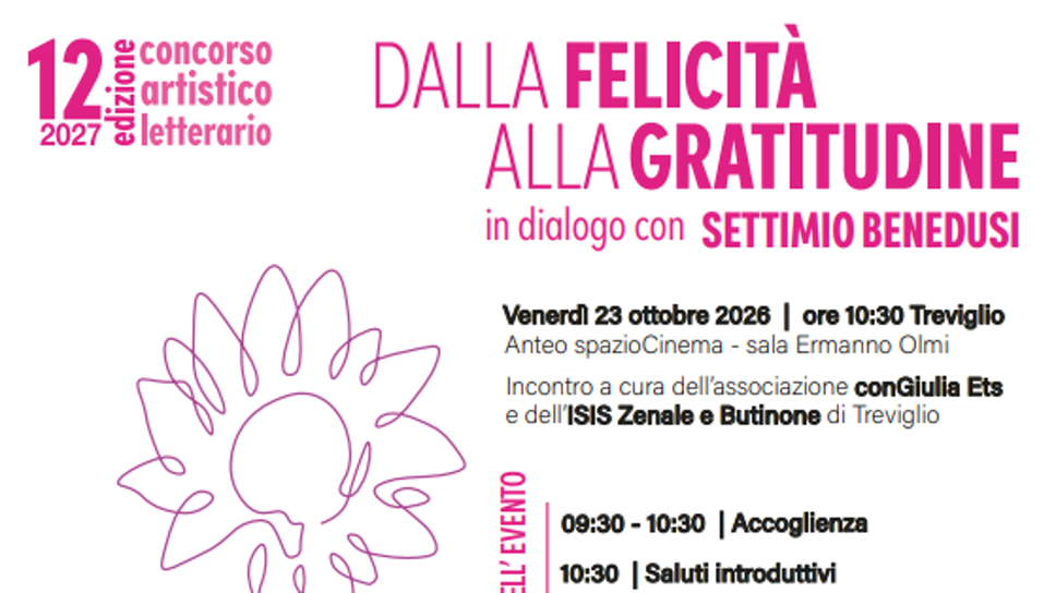 Associazione «conGiulia», il 23 ottobre a Treviglio la presentazione del concorso «Il bello di dire grazie»