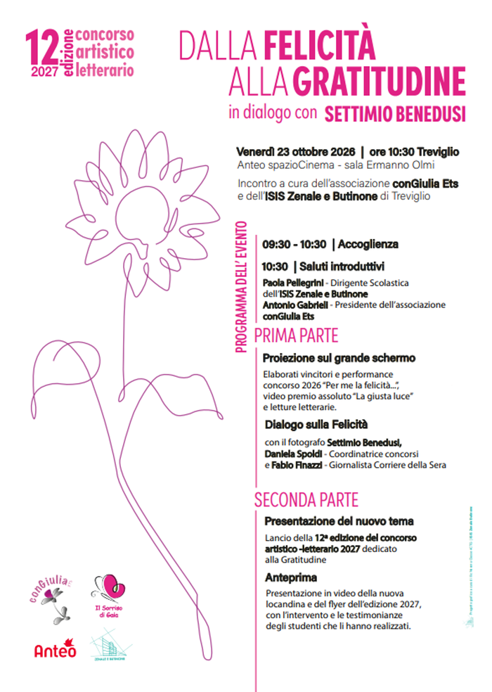 Associazione «conGiulia», il 23 ottobre a Treviglio la presentazione del concorso «Il bello di dire grazie»