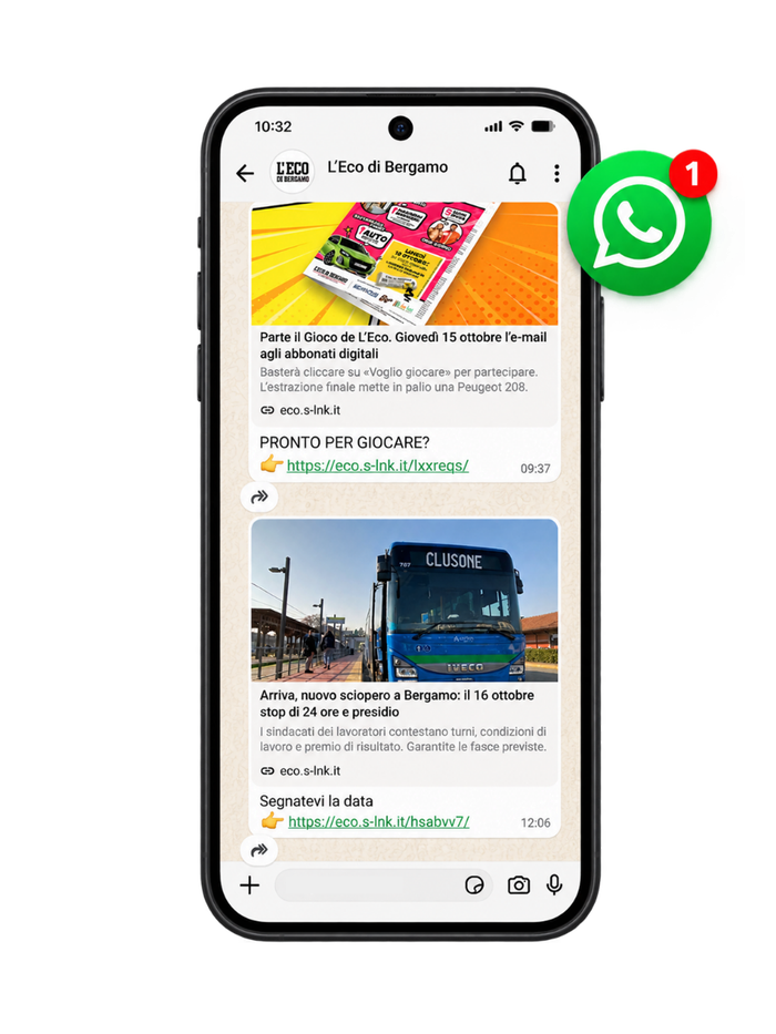 L’Eco di Bergamo arriva su WhatsApp: ecco come seguire il canale gratuito