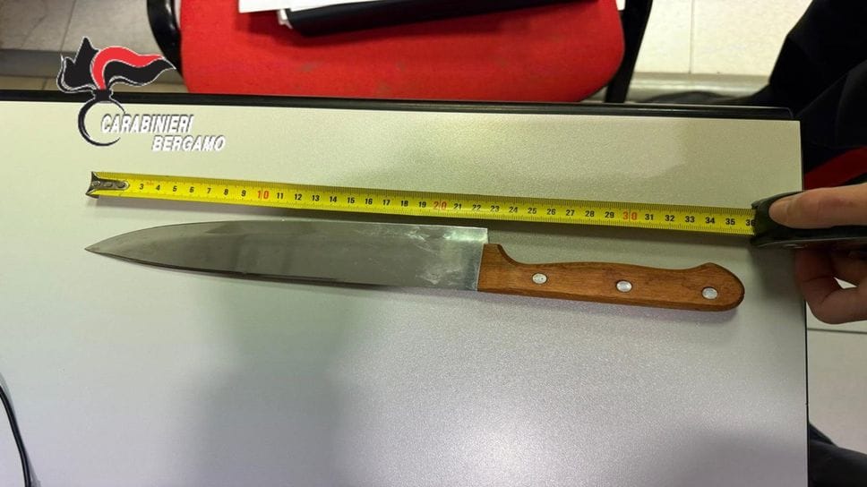 Uno dei coltelli sequestrati dai carabinieri
