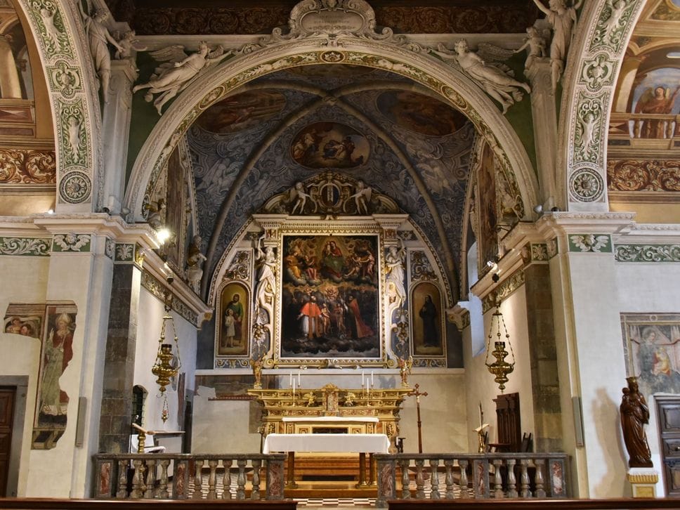 Un dettaglio della chiesa di San Nicolò nell’ex complesso dei Celestini a Bergamo