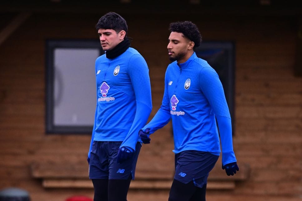 Raoul Bellanova, a sinistra, ed Ederson  alla vigilia di Borussia Dortmund-Atalanta