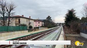 Bergamo, cantiere linea 2 della Teb, prosegue la posa dei binari