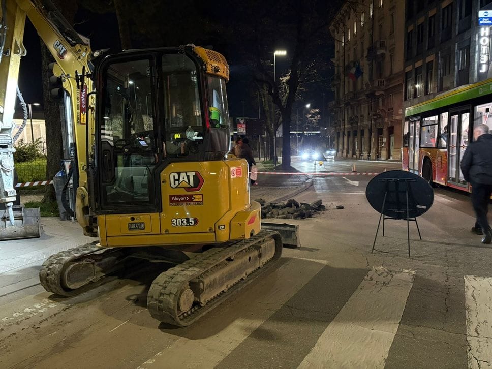 Il cantiere in viale Papa Giovanni