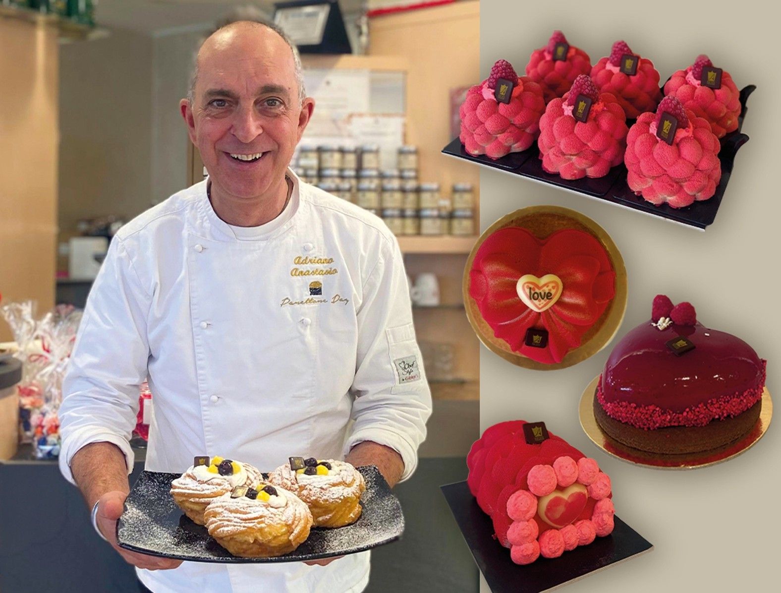 Il Mastro Pasticcere Adriano con le sue speciali zeppole, le più buone di Bergamo