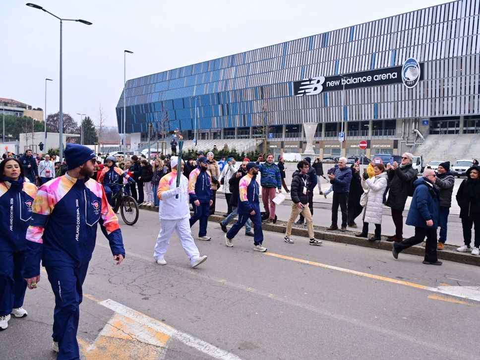 L’arrivo allo stadio di Bergamo