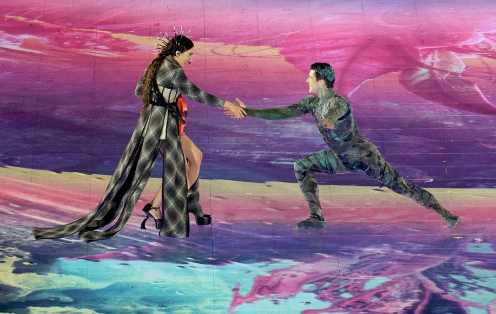 Italian singer-songwriter Joan Thiele and Italian etoile Roberto Bolle perform during the Closing Ceremony of the Milano Cortina 2026 Winter Olympic Games, in Verona, Italy, 22 February 2026. EPA/ROBERT GHEMENT