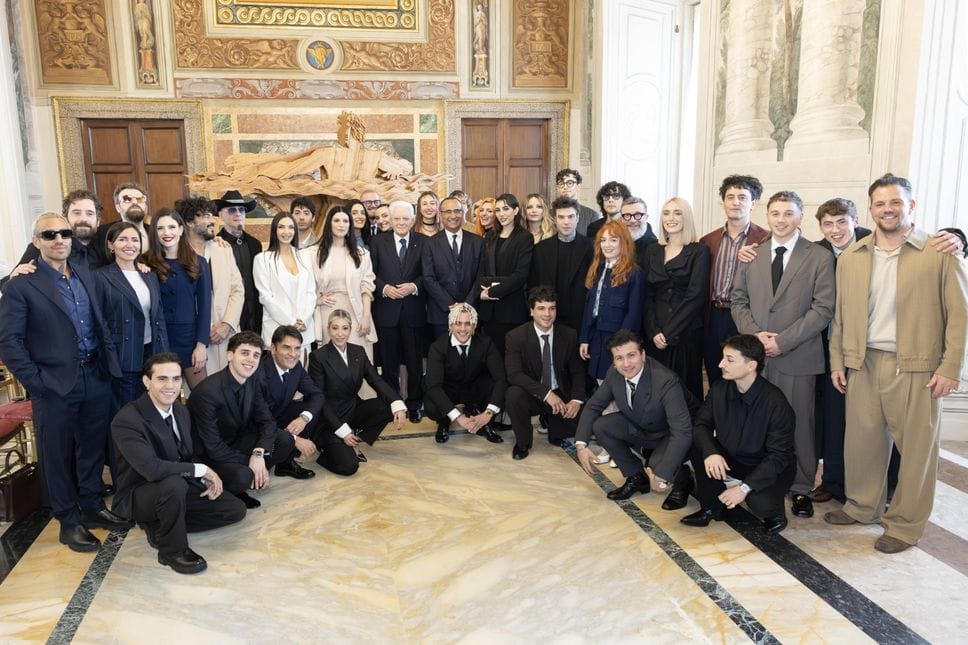 Il Presidente della Repubblica, Sergio Mattarella, incontra i partecipanti della 76° edizione del Festival di Sanremo, accompagnati dal Conduttore e Direttore Artistico, Carlo Conti, e dalla Co-conduttrice Laura Pausini