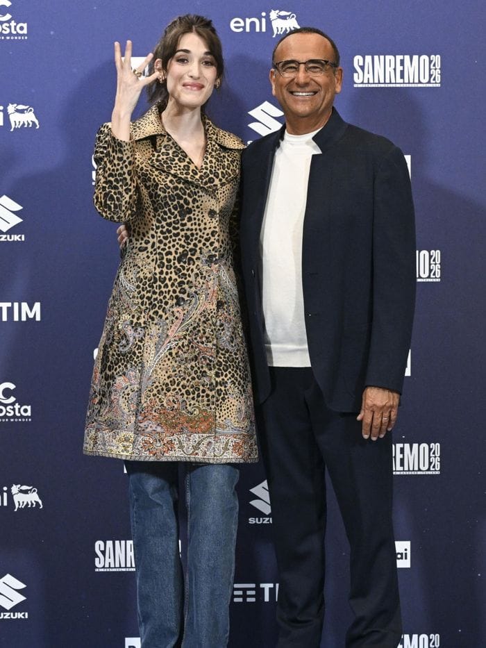 Carlo Conti con Pilar Fogliati