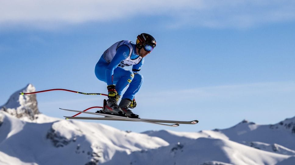 Lo sciatore piemontese/bergamasco Mattia Casse, 35 anni, brillante nelle prove di libera