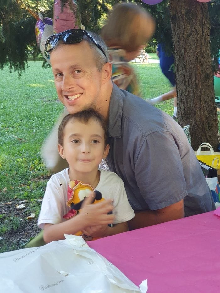 Nicolò Bellato con papà Massimiliano