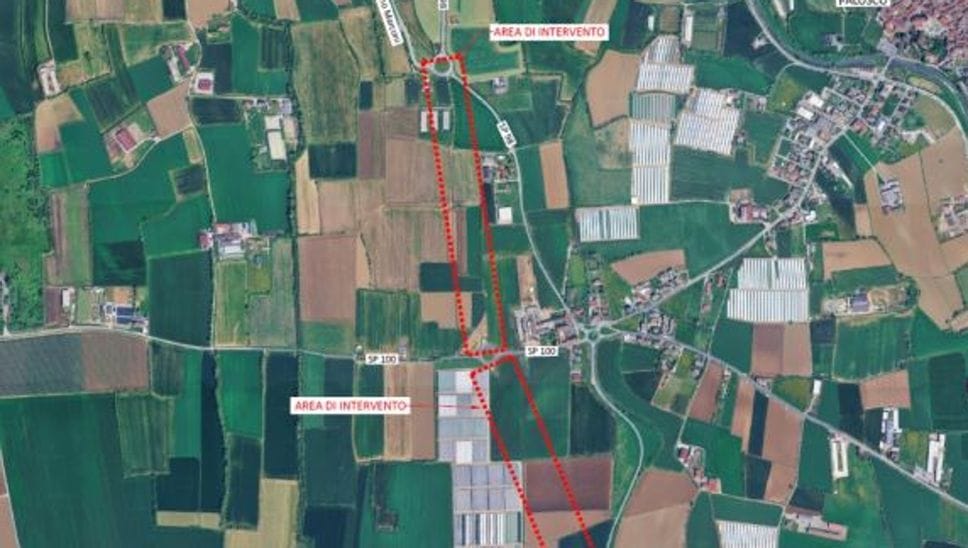 L’area su cui verrà costruita la variante Calciana tra Mornico e Palosco