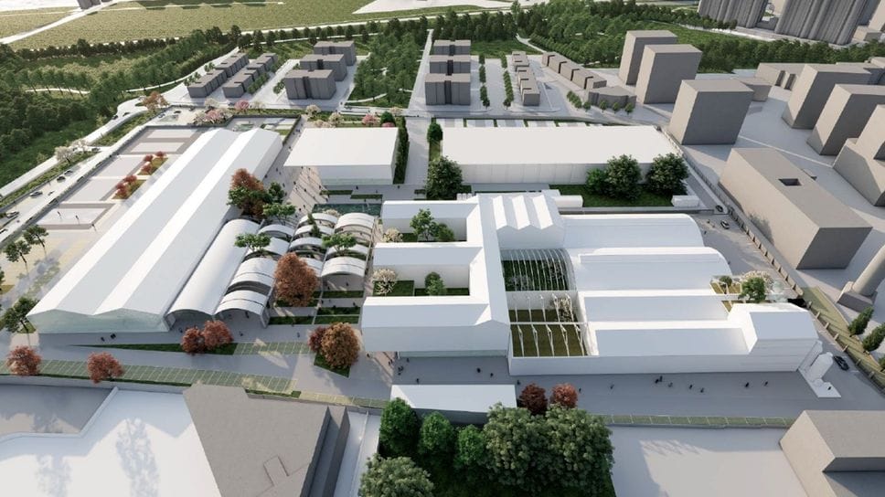 Un rendering che mostra la metamorfosi dell’ex comparto industriale del Gres tra via San Bernardino e il Parco ovest