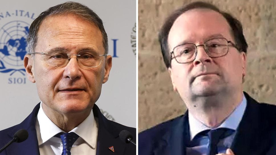 Il viceministro degli Affari Esteri Edmondo Cirielli e l’ambasciatore russo in Italia Aleksej Vladimirovic Paramonov.