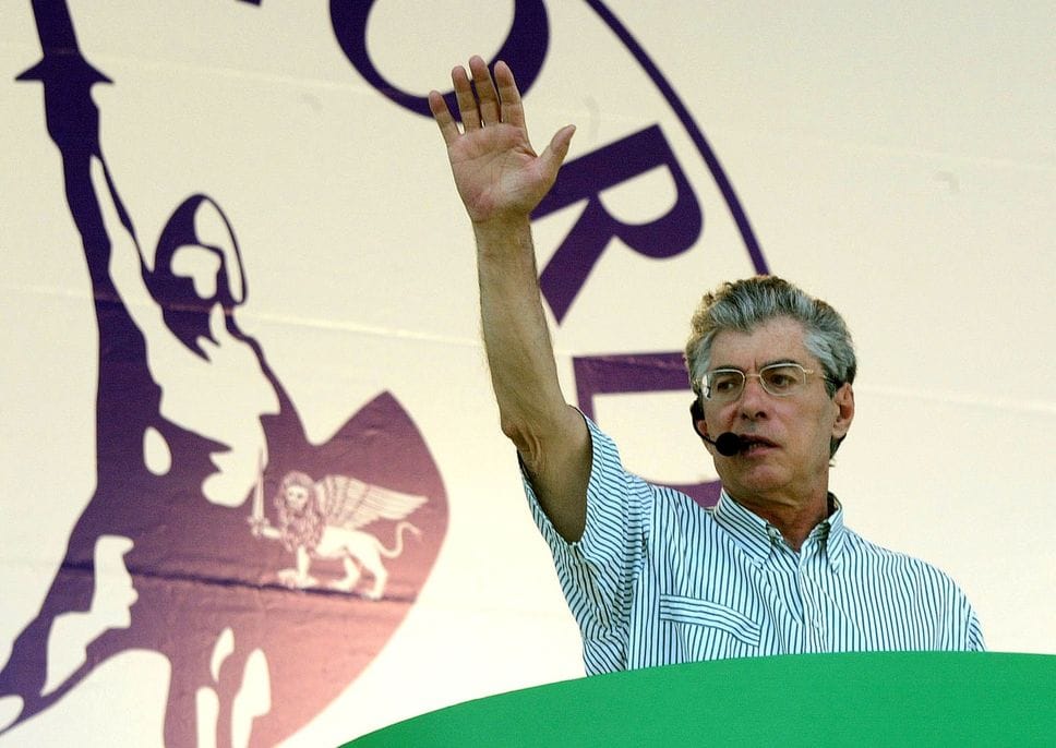 Umberto a Bossi a Pontida nel 2017