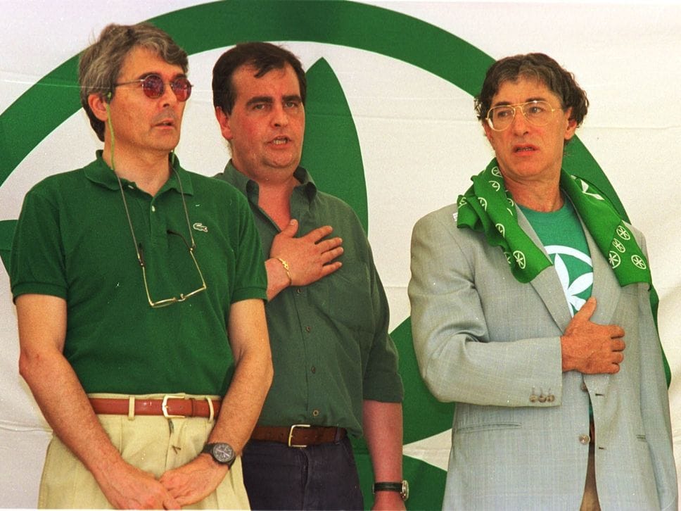 Con Roberto Castelli e Roberto Calderoli a Pontida nel 2000