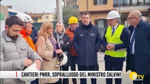 Bergamo, cantieri Pnrr, sopralluogo del ministro delle Infrastrutture e dei Trasporti Matteo Salvini