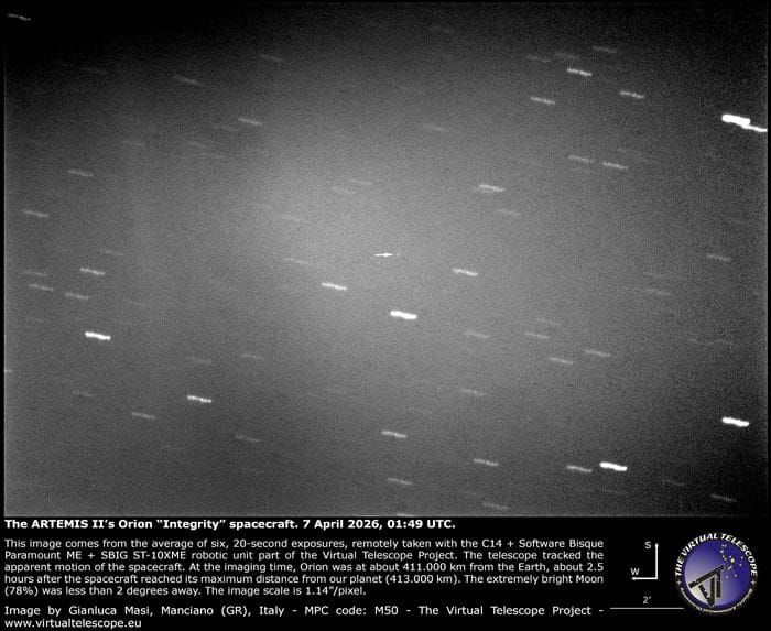 Luna, ripresa dall'Italia la navetta Orion a 400mila chilometri