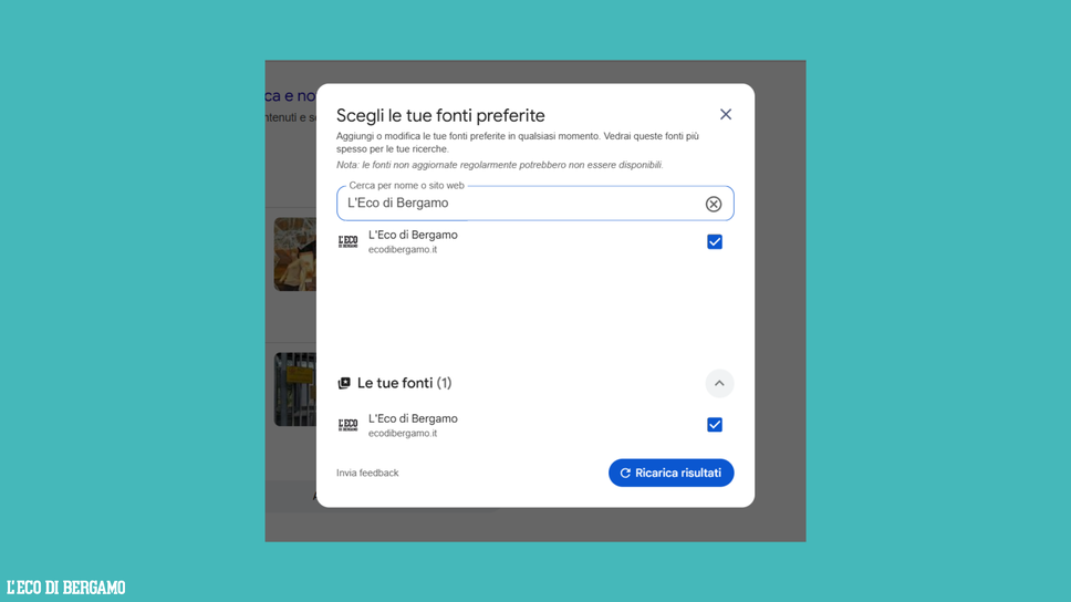 L’Eco di Bergamo sempre con te, anche da Google: inseriscici come fonte preferita