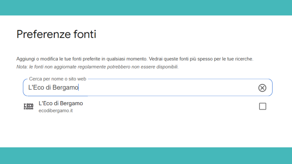 L’Eco di Bergamo sempre con te, anche da Google: inseriscici come fonte preferita