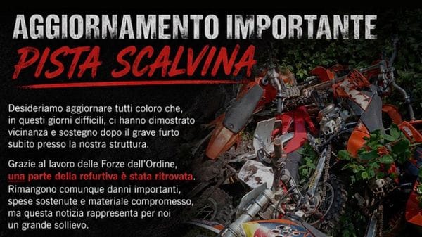 Pista Scalvina, ritrovata parte della refurtiva dopo il furto: «Un grande sollievo, grazie a chi ci ha sostenuto»
